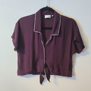 Wilfred Free By Aritzia Maroon Rayon Blouse